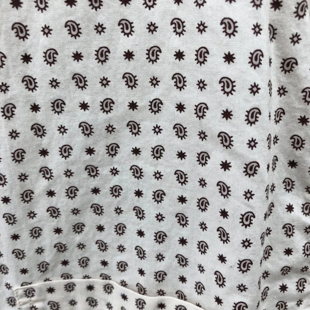 Banana Republic Untucked Fit Shirt Mens S Ivory Paisley Print Long‎ Sleeve